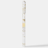 Wh & 金ゴールド大理石金ゴールドバー, DIYブラックネームモノグラム iPhoneケース (右側面)