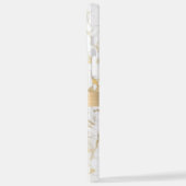 Wh & 金ゴールド大理石金ゴールドバー, DIYブラックネームモノグラム iPhoneケース (左側面)