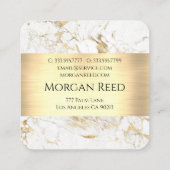 Wh/金ゴールド大理石金ゴールドバーDIYブロック名モノグラム情報 スクエア名刺 (裏面)