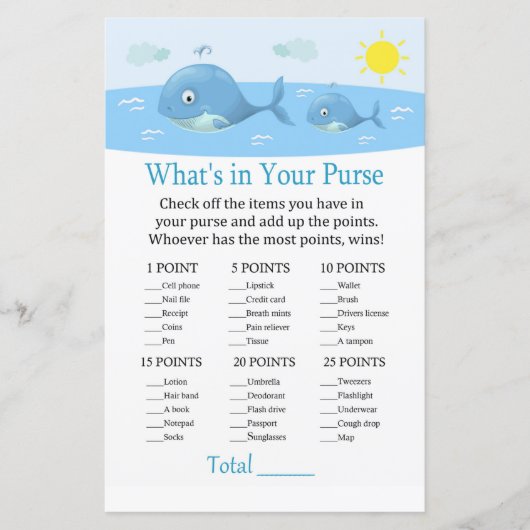 Whaleあなたの財布ゲームのベビーシャワーに何がある (正面)
