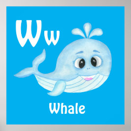 WhaleパーソナライズABC:レターW – 名前の追加 ポスター