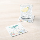 Whale Ahoy男の子の赤ちゃんシャワー スクエアペーパーコースター (インサイチュ)