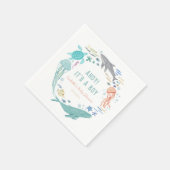 Whale Ahoy男の子の赤ちゃんシャワー スタンダードカクテルナプキン (角)