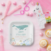 Whale Ahoy男の子の赤ちゃんシャワー ペーパープレート (パーティー)