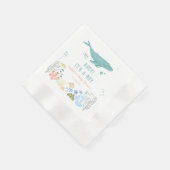 Whale Ahoy男の子の赤ちゃんシャワー 縁ありカクテルナプキン (角)