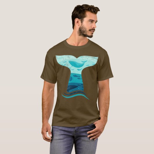 Whale ail in Waves Orca海 Tシャツ (正面フル)
