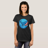 Whale American Flag Biologist USA  Blue Whale Sea  Tシャツ (正面フル)