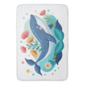 Whale And Flowers Mat バスマット (正面縦)
