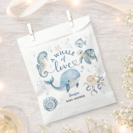 Whale Baby Shower Boy Blue Ocean フェイバーバッグ