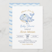 Whale Baby Shower Invitation for Boy 招待状 (正面/裏面)