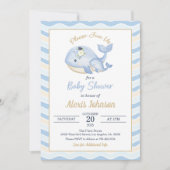 Whale Baby Shower Invitation Wavy Background 招待状 (正面)