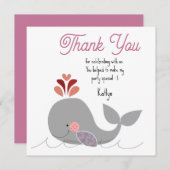Whale Birthday Flat Thank You Card サンキューカード (正面/裏面)