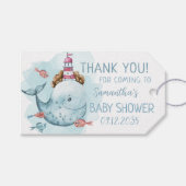 Whale Boy Baby Shower Thank You ギフトタグ (正面(横))