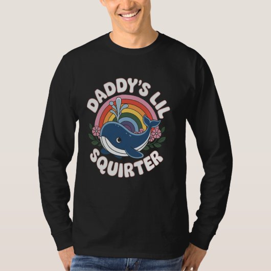 Whale Daddy's Lil Squirter Cute Rainbow Whale Tシャツ (正面)