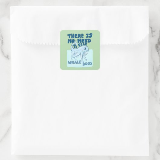 Whale Dog funny creature スクエアシール (バッグ)