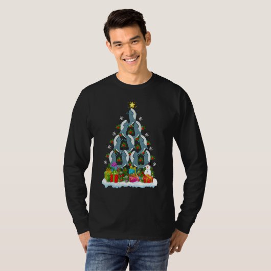 Whale Fish   Xmas Holiday   Whale Christmas Tree Tシャツ (正面フル)