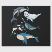 Whale For Whale Lovers Blue Beluga Orca ラッピングペーパー (フラット)