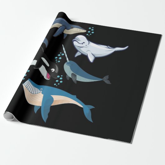 Whale For Whale Lovers Blue Beluga Orca ラッピングペーパー (アンロールド)