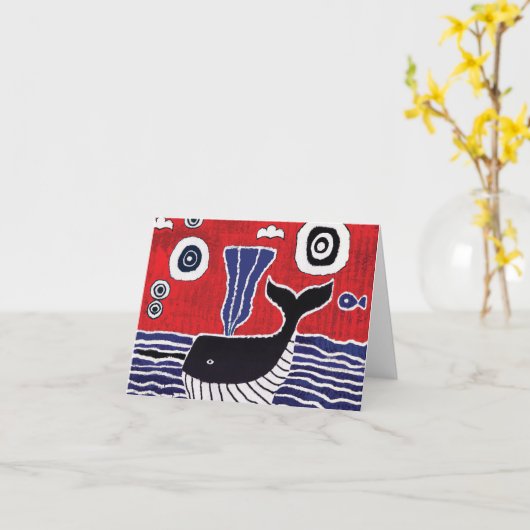 Whale greetings card カード (黄色い花)