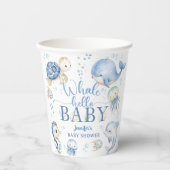 Whale Hello Baby Shower Boy Blue Ocean 紙コップ (正面)