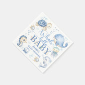 Whale Hello Baby Shower Boy Blue Ocean Paper スタンダードカクテルナプキン (角)