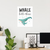 Whale Hello There Cute Nursery and Kids Room ポスター (ホームオフィス)