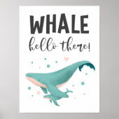 Whale Hello There Cute Nursery and Kids Room ポスター (正面)