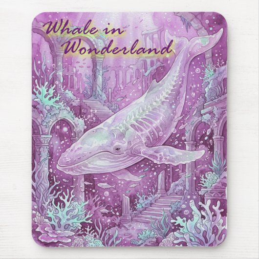 Whale in Wonderland Underwater Art マウスパッド (正面)