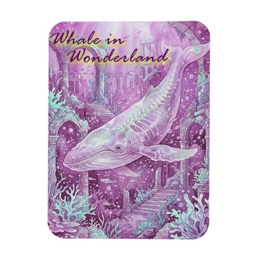 Whale in Wonderland Underwater Art マグネット (縦)