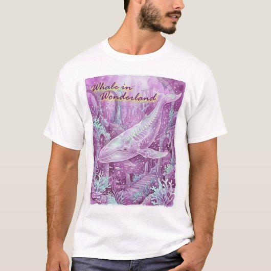 Whale in Wonderland Underwater Art Tシャツ (正面)
