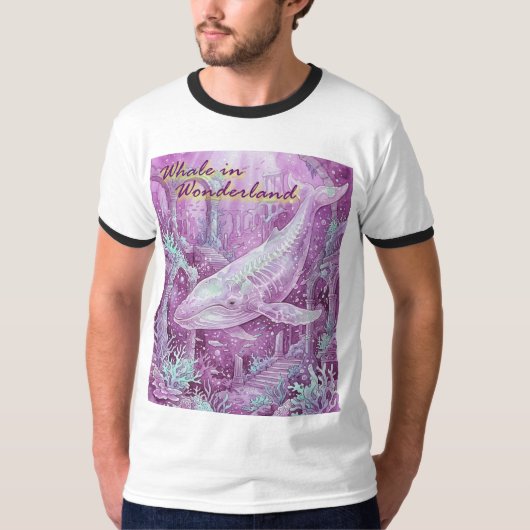 Whale in Wonderland Underwater Art Tシャツ (正面)