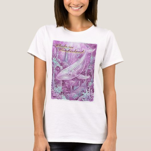 Whale in Wonderland Underwater Art Tシャツ (正面)