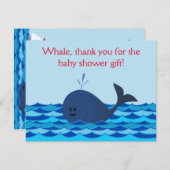 Whale It's A Boy Baby Shower Flat Thank You Note ノートカード (正面/裏面)
