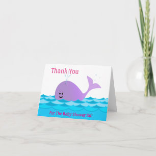 Whale It's A Girl Baby Showerサンキューカード サンキューカード