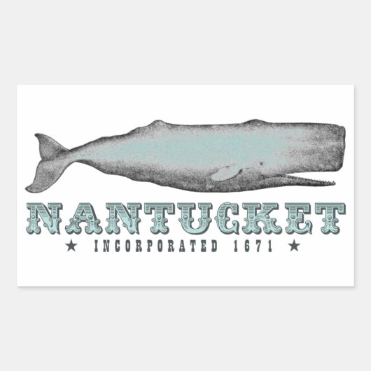 Whale Nantucket MA Inc 1671ステッカー 長方形シール (正面)
