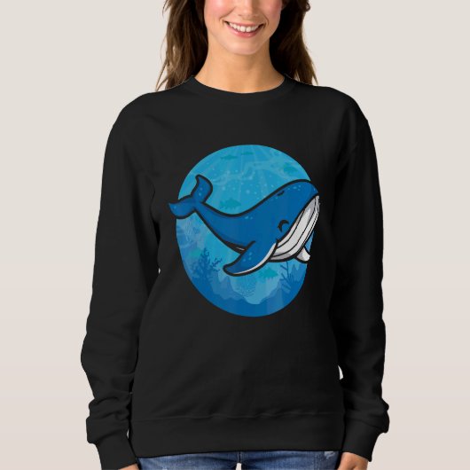Whale Ocean Biologist Zookeeper Cute Blue Whale Se スウェットシャツ (正面)