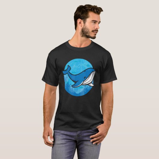 Whale Ocean Biologist Zookeeper Cute Blue Whale Se Tシャツ (正面フル)