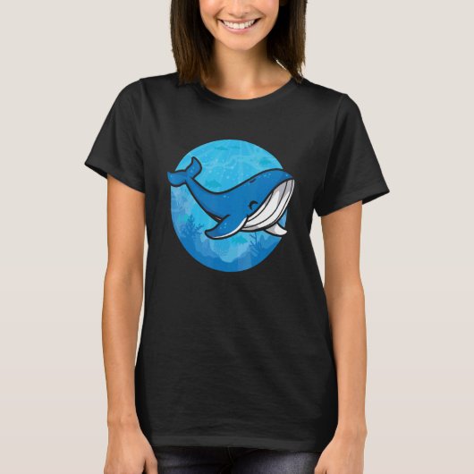 Whale Ocean Biologist Zookeeper Cute Blue Whale Se Tシャツ (正面)