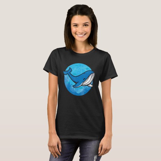 Whale Ocean Biologist Zookeeper Cute Blue Whale Se Tシャツ (正面フル)