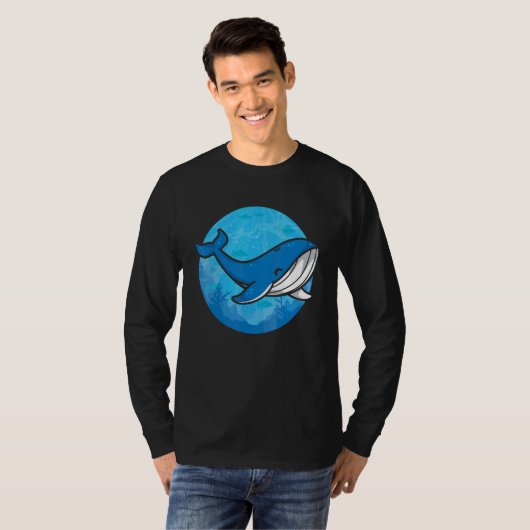 Whale Ocean Biologist Zookeeper Cute Blue Whale Se Tシャツ (正面フル)
