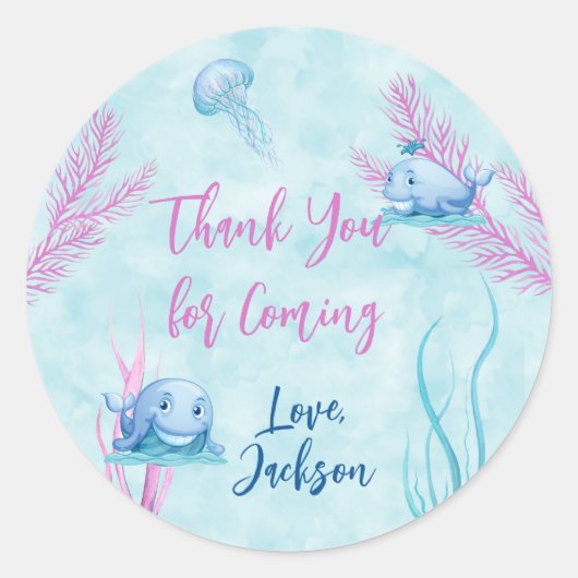 Whale of a Good Time Children's誕生日シール ラウンドシール (正面)