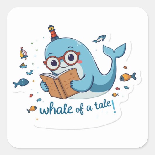 Whale of a Tale -新学期 おもしろい スクエアシール (正面)