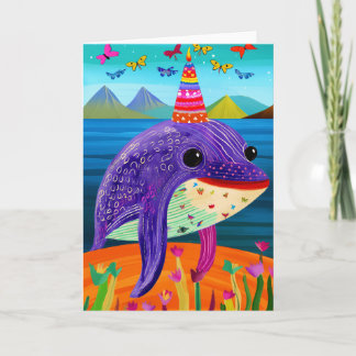 Whale of a time:かわいい子供の誕生日カード カード