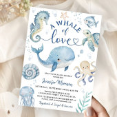 Whale Of Love Boy Baby Shower Invitation  招待状