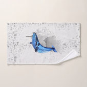 Whale On Cray（ばちゃばちゃ）跳ねる&水スプラッシュ背景 バスタオルセット (ハンドタオル)