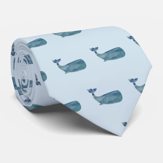Whale Painting Coastal Beach Pattern ネクタイ (ロール)