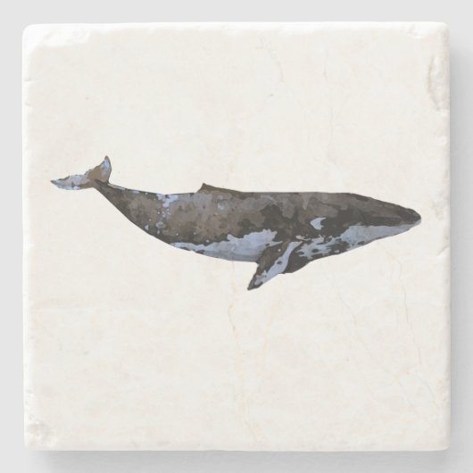 Whale Painting Nautical Marble Stone Coaster ストーンコースター (正面)