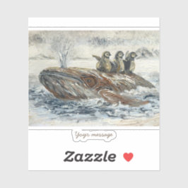 Whale Riders Whimsical Whale and Penguin Ocean シール