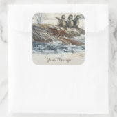 Whale Riders Whimsical Whale and Penguin Ocean スクエアシール (バッグ)