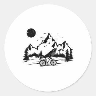 Whale Riding Bicycle Vintage Funny Mountain Biking ラウンドシール